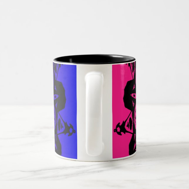  pink and purple Mandala flower Two-Tone Coffee Mug (Handle)