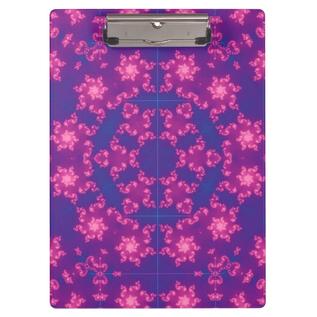Pink and Purple Mandela Round Snowflakes Clipboard (Front)
