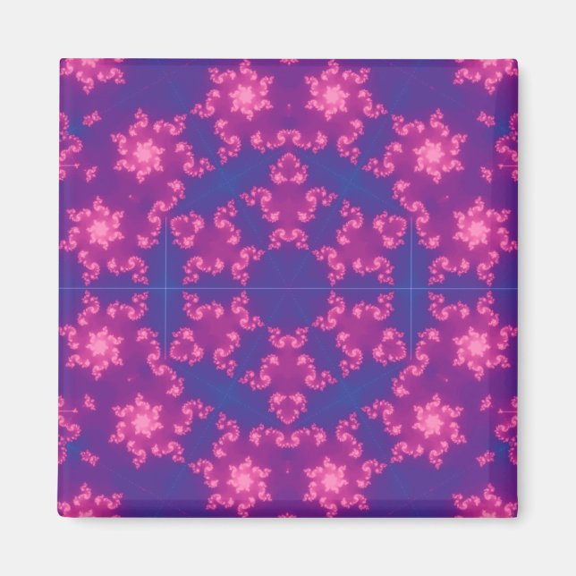 Pink and Purple Mandela Round Snowflakes Magnet (Front)