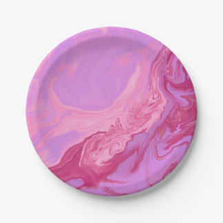 Pink and purple marble art style paper plate