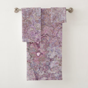 Pink and Purple Marble Bath Towel Set