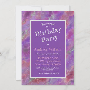 Pink And Purple Marble Invitation