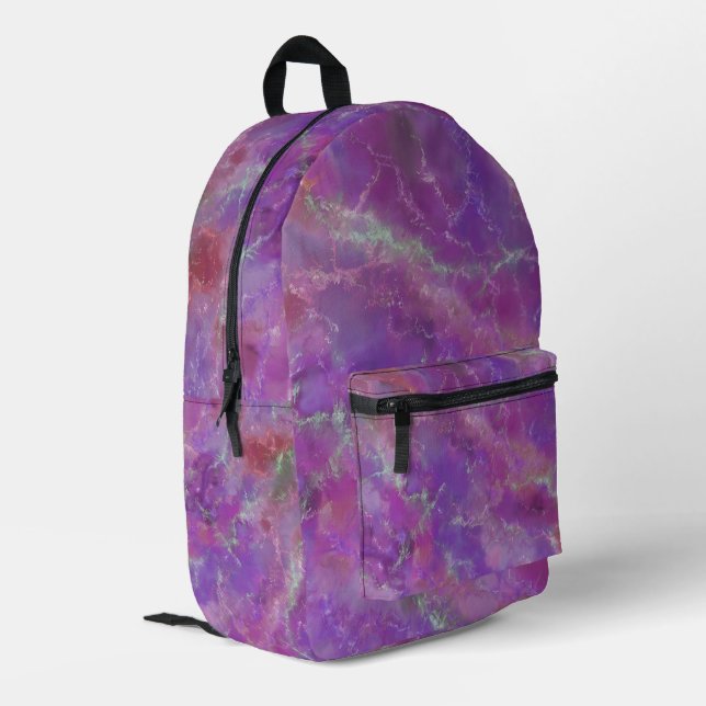 Pink And Purple Marble Pattern  Printed Backpack (Back Corner Left)
