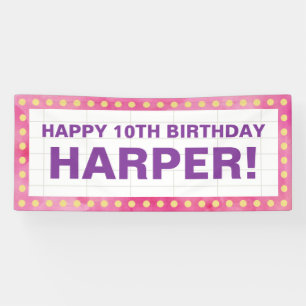 Pink and Purple Marquee Birthday Banner