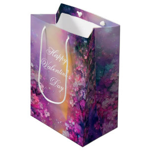 Pink and purple misty floral valentine medium gift bag
