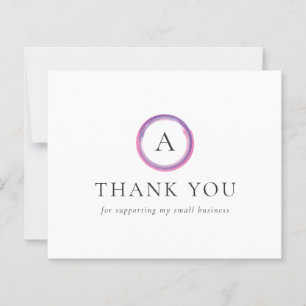 Pink and Purple Monogram Budget Business Thank You