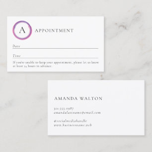 Pink and Purple Monogram Modern Appointment Card