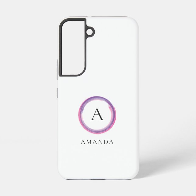 Pink and Purple Monogram Modern Samsung Galaxy S22 Case (Back)