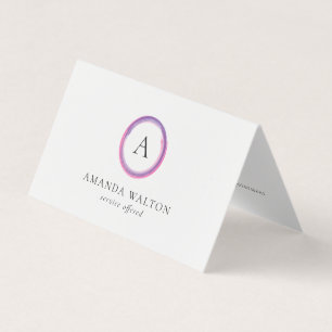 Pink and Purple Monogram QR Code Modern Business Card