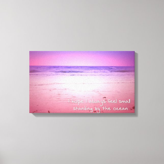 Pink and Purple Ocean Sunset with quote Canvas Print (Front)