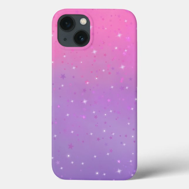 Pink and Purple Ombre Gradient with Stars Case-Mate iPhone Case (Back)