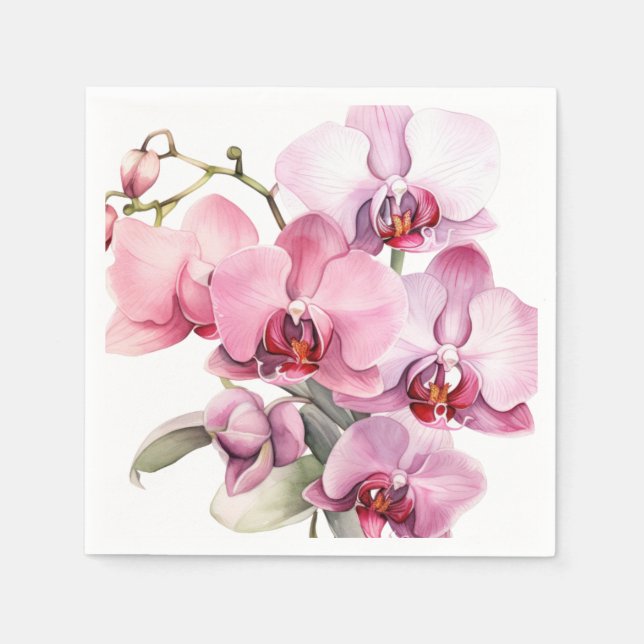 Pink and Purple Orchids Wedding Napkin (Front)
