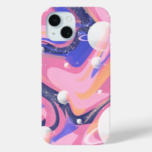 Pink And Purple Outer Space Swirl Abstract iPhone 15 Case