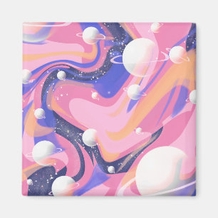 Pink And Purple Outer Space Swirl Abstract Magnet