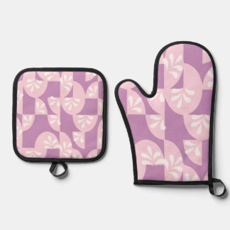 Pink and purple  oven mitt & pot holder set