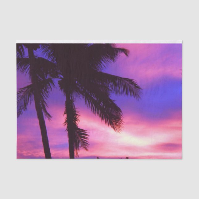 Pink and Purple Palm Sunset  Tissue Paper (Front)