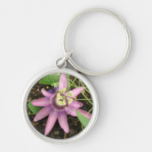 Pink and Purple Passionflower Keychain