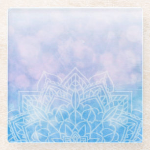 Pink and Purple Pastel Mandela Glass Coaster