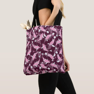 Pink and Purple Pattern - Koi Fish Tote Bag