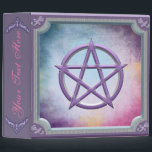 Pink and Purple Pentacle Book Of Shadows Binder<br><div class="desc">Beautiful and almost dainty purple Pentacle and border design on a multicolored background with an almost airbrush feel. Text on the spine and back cover can be customized to your specific style with font,  text,  and colour. Tap the "customize" button in the purchase area to change the text.</div>