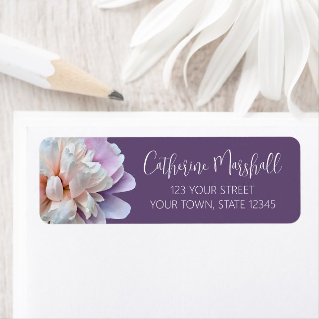 Pink and Purple Peony Return Address (Insitu)