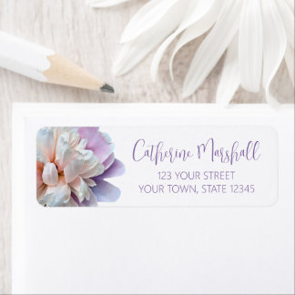 Pink and Purple Peony White Return Address