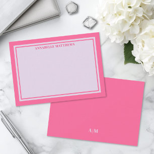Pink And Purple Personalized Monogram Card