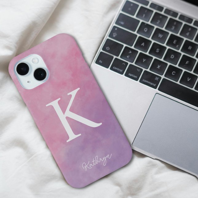 Pink And Purple Personalized Monogram   Case-Mate iPhone Case (Creator Uploaded)