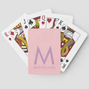 Pink and Purple Personalized Name + Monogram Playing Cards