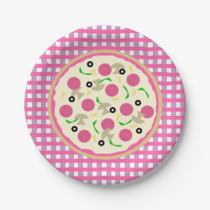 Pink and Purple Pizza Party Paper Plate