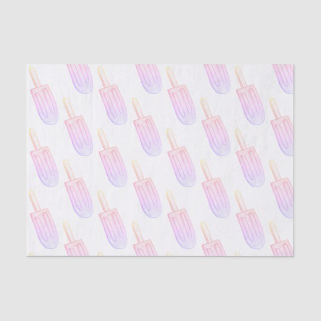 Pink and Purple Popsicle Sketch Tissue Paper (Front)
