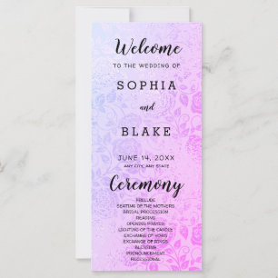 Pink and Purple Roses Wedding Program