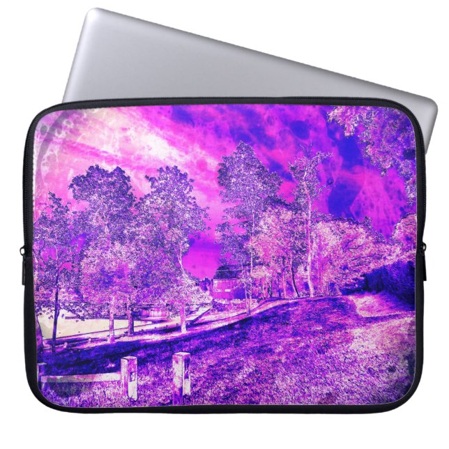 Pink And Purple Rural Scene Laptop Sleeve (Front)
