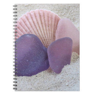 Pink and purple sea glass - notebook