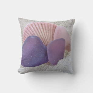 Pink and purple sea glass - pillow