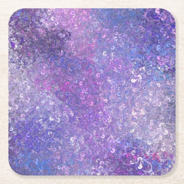 Pink And Purple Sequins Bling  Square Paper Coaster (Front)