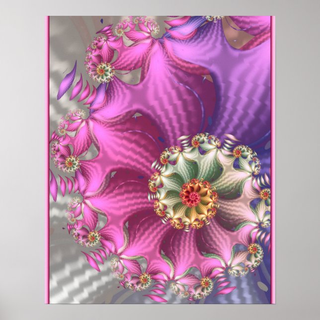 Pink and Purple Silky Fractal Poster (Front)