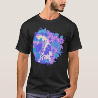 Pink And Purple Skulls And Flowers - Floral Gothic T-Shirt