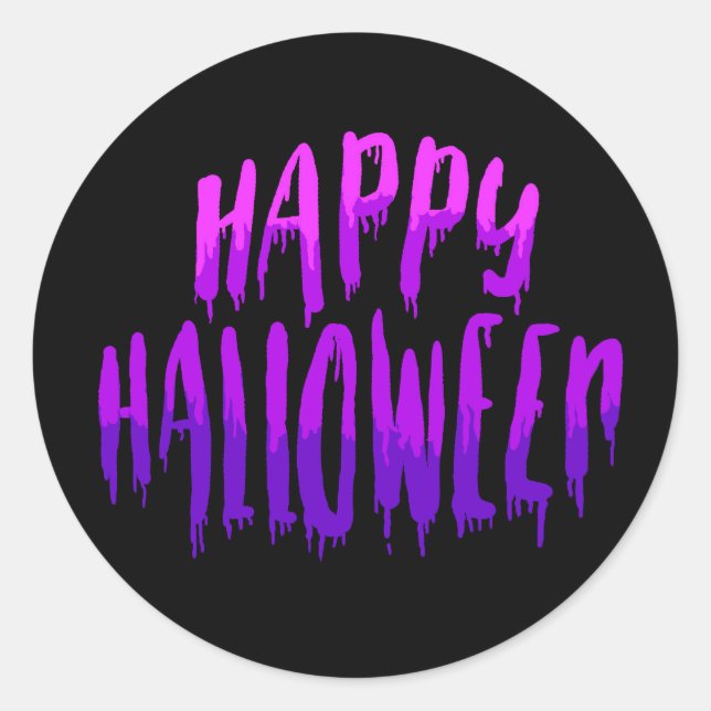 Pink and purple slime happy Halloween Classic Round Sticker (Front)