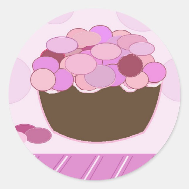 Pink and Purple Smartie Cupcake Classic Round Sticker (Front)