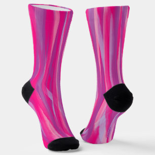 Pink and Purple Socks With Abstract Stripes Design