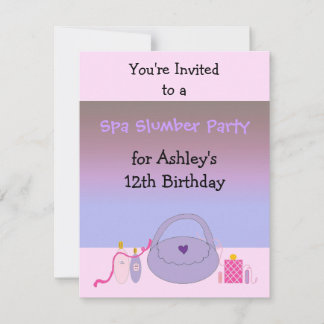 Pink and Purple Spa Birthday Party Invitation