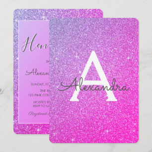 Pink and Purple Sparkle Glitter Hen's Party Invitation