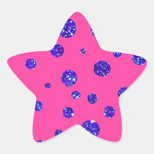 Pink and Purple Sparkle Polka Dots Fun Star Sticker