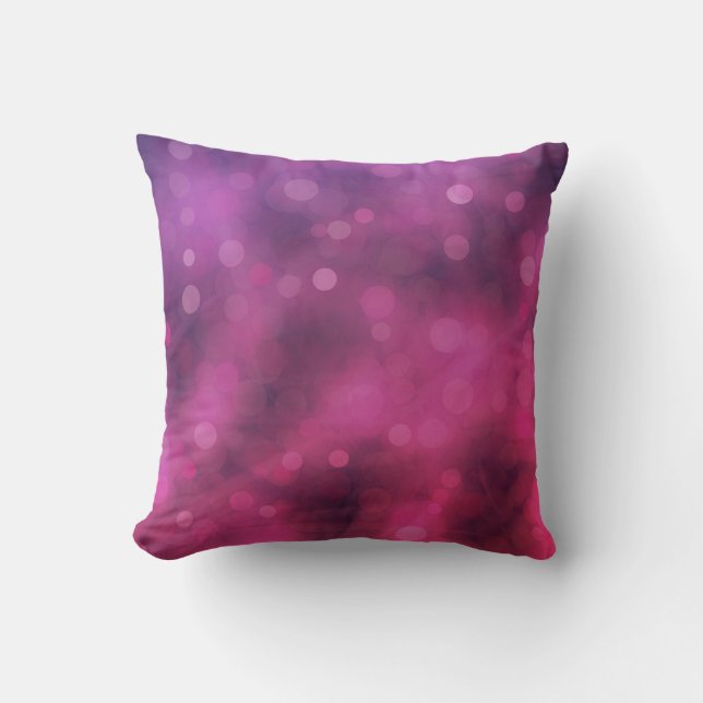 Pink and Purple Sparkling Lights Bokeh Pattern Throw Pillow (Front)