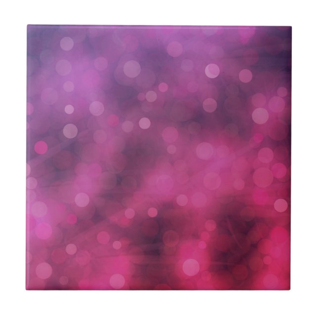 Pink and Purple Sparkling Lights Bokeh Pattern Tile (Front)