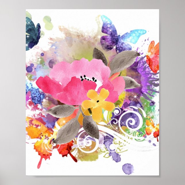 Pink and purple splash on   poster (Front)
