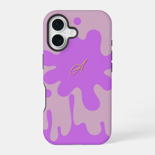 Pink and Purple Splash Theme iPhone 16 Case (Back)