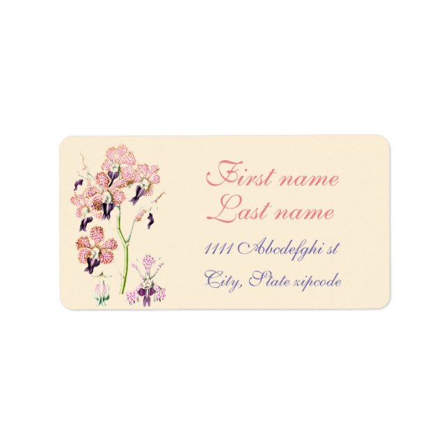 Pink and purple spotted orchid science illustratio label (Front)