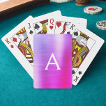 Pink and Purple Stainless Steel Monogram Playing Cards<br><div class="desc">Pink and Purple Ombre Faux Metallic Foil Stainless Steel Elegant Monogram Playing Cards. These playing cards can be customized to include your initial and first name and make a great party favour for a birthday party,  bridal shower or bachelorette party.</div>